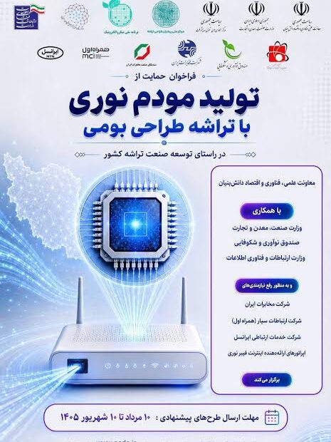 فراخوان حمایت از تولید مودم نوری با تراشه طراحی بومی-کارن نانو دارو